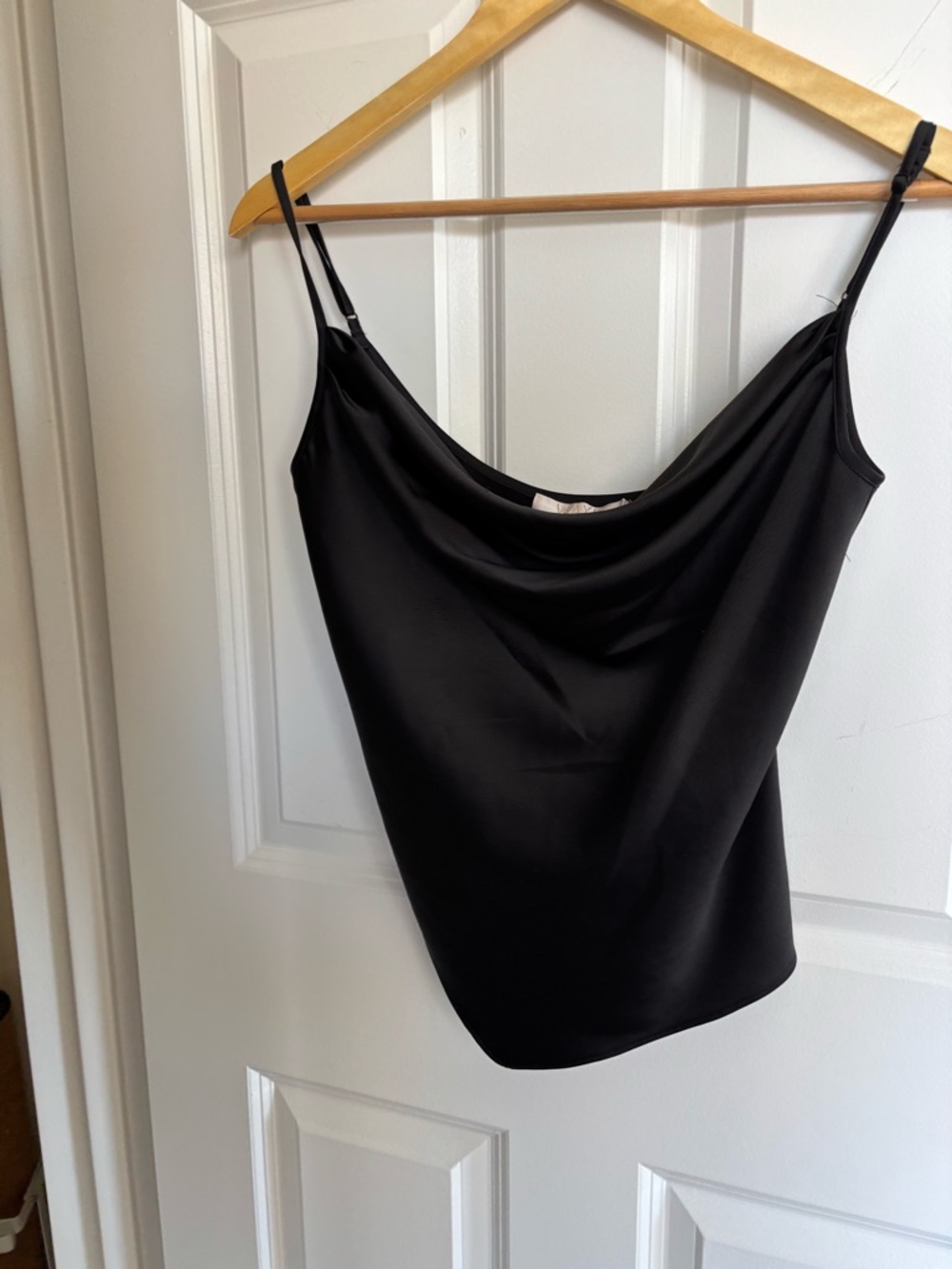 Black Satin Cowl Neck Camisole Top - Women